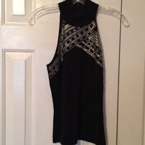 Beaded black sleeveless top